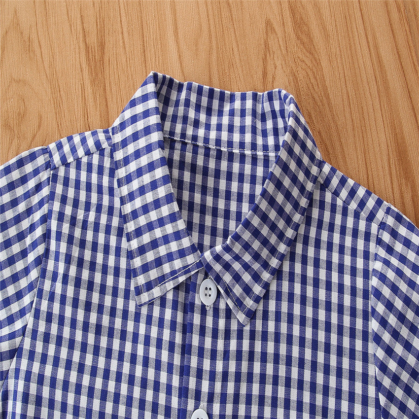 Boys Blue Checked Top with Shorts