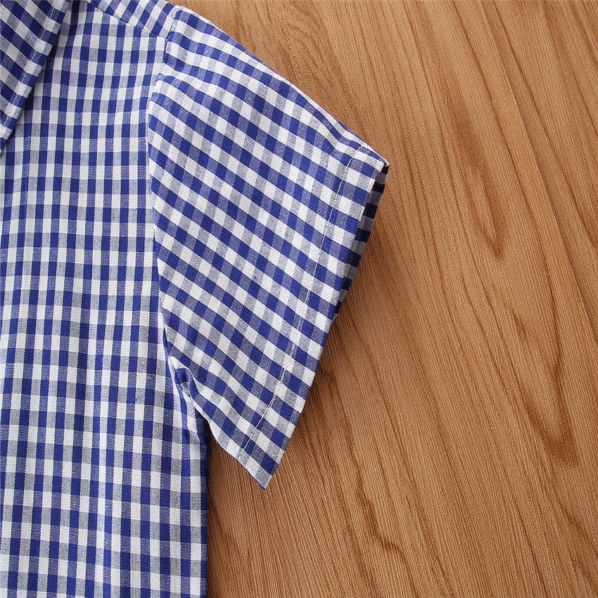 Boys Blue Checked Top with Shorts