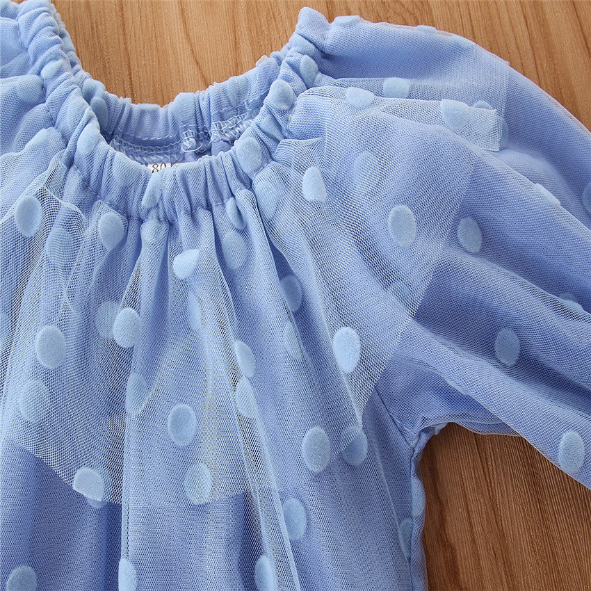 Girls Blue & Pink Self Design Top with Palazzos