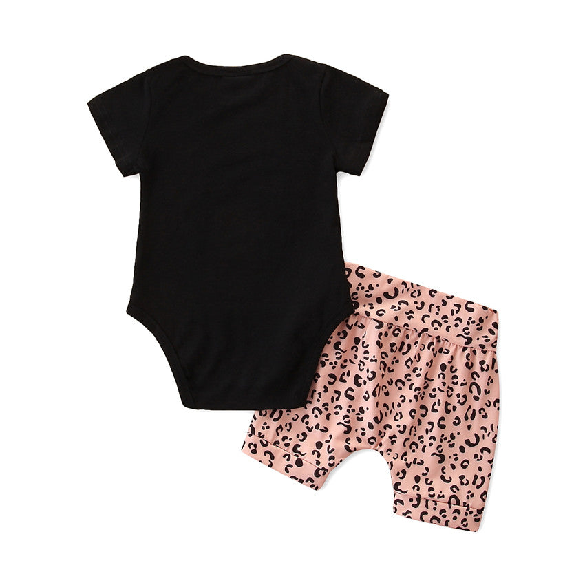 Girls Black Round Neck Top With Short