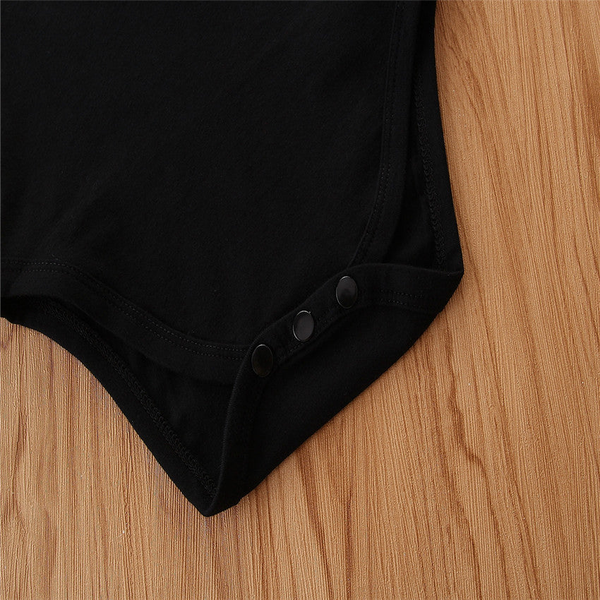 Girls Black Round Neck Top With Short