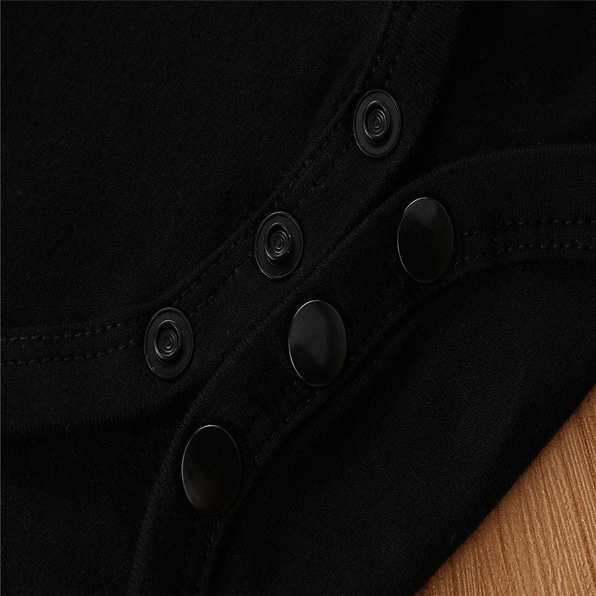 Girls Black Round Neck Top With Short