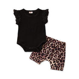 Girls Black Bodysuit with Shorts