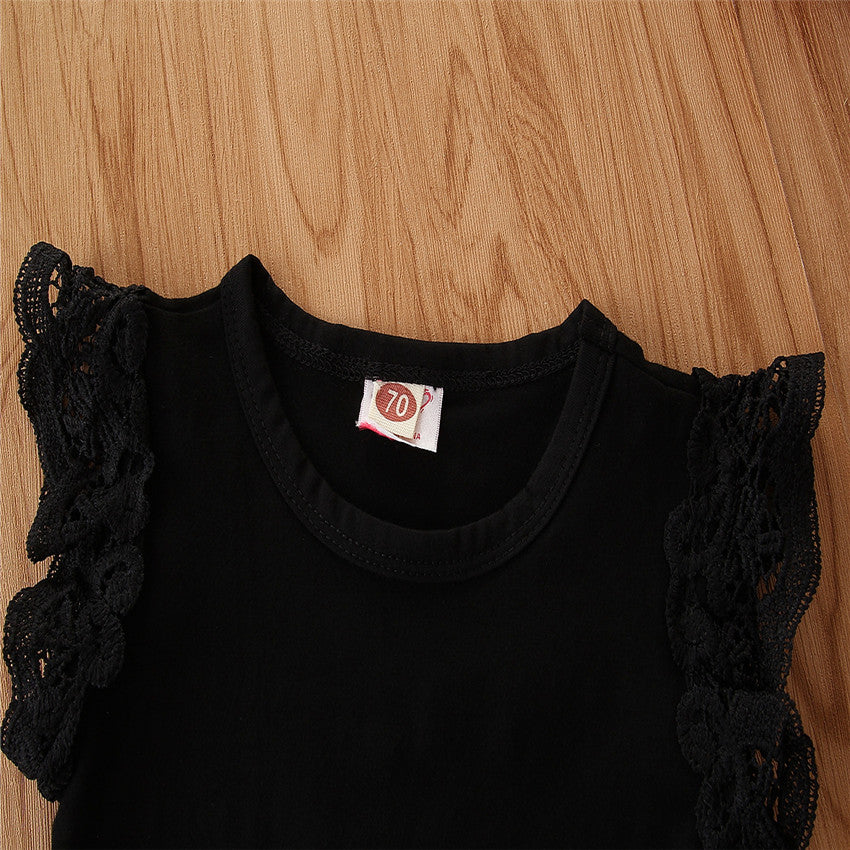 Girls Black Bodysuit with Shorts