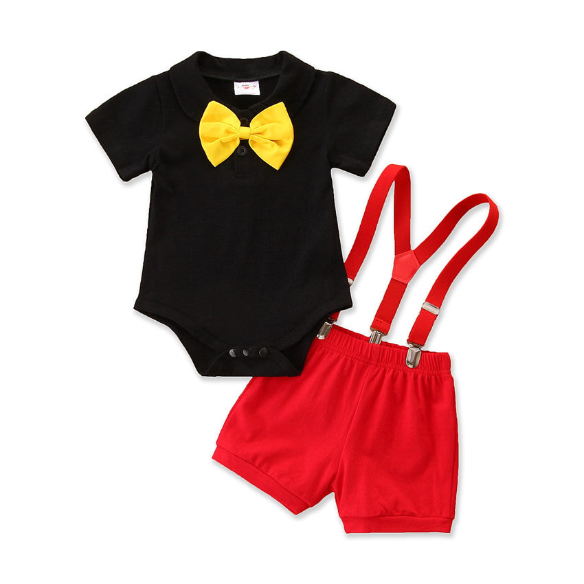Boys Black & Red Top with Shorts