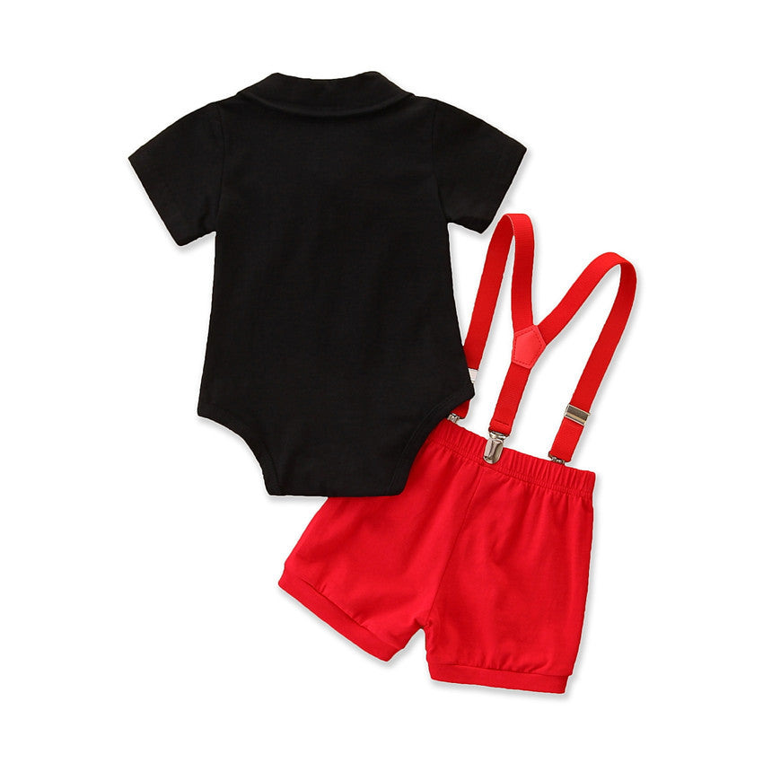 Boys Black & Red Top with Shorts