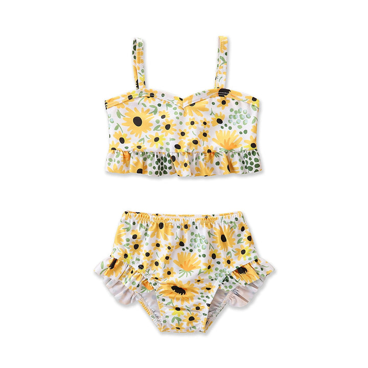 Yellow Girls Printed Swim Bikini Set