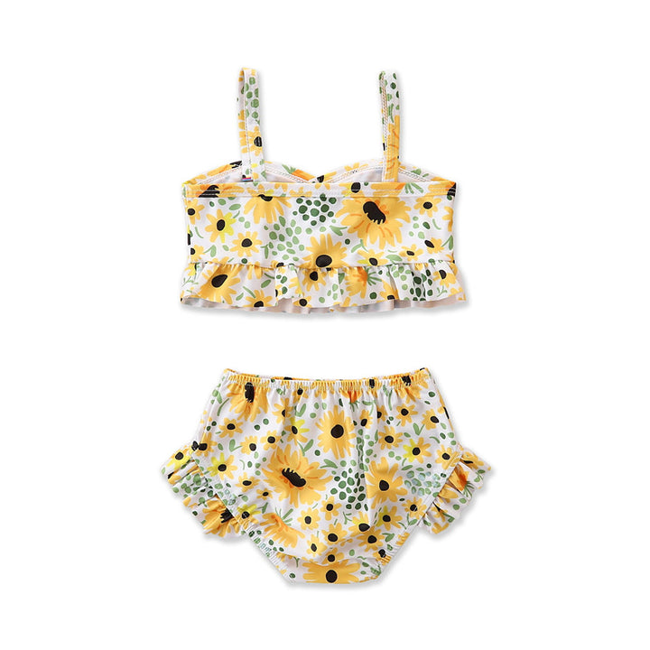 Yellow Girls Printed Swim Bikini Set