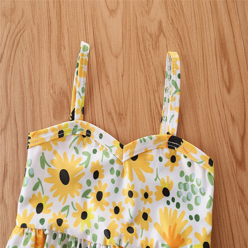 Yellow Girls Printed Swim Bikini Set