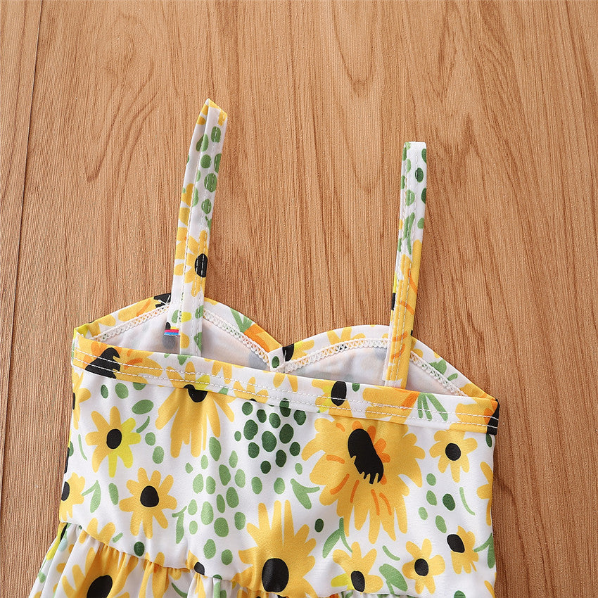 Yellow Girls Printed Swim Bikini Set