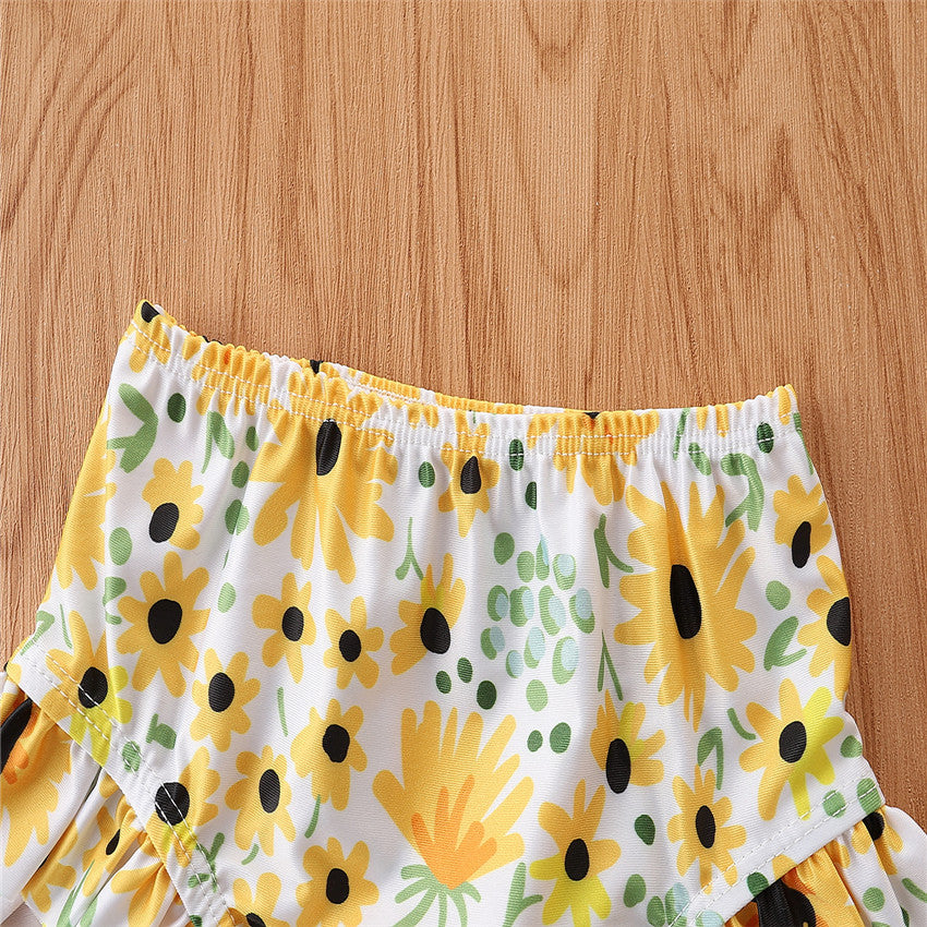 Yellow Girls Printed Swim Bikini Set