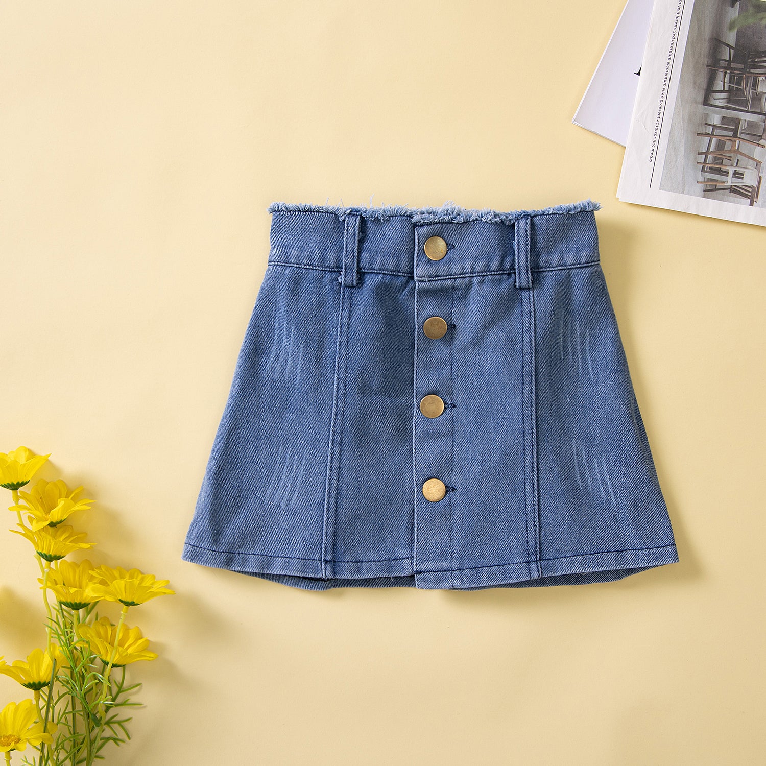 Girls Blue Off Shoulder Smocked Top with Skirt