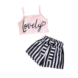 Girls Pink Printed Top With Shorts