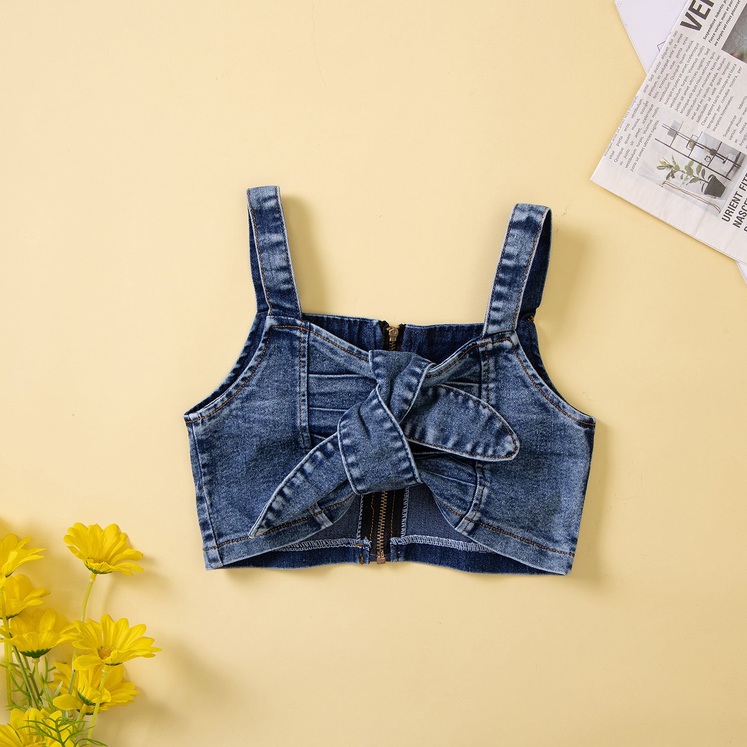 Girls Blue Shoulder Straps Top with Shorts