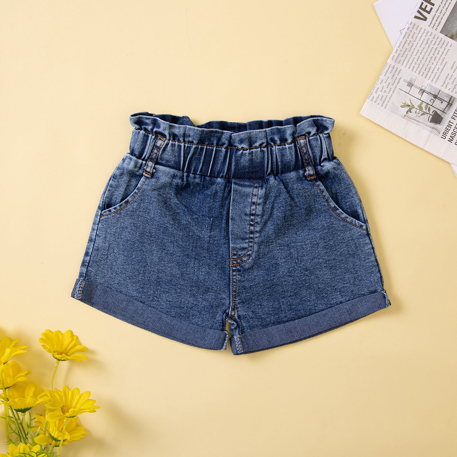 Girls Blue Shoulder Straps Top with Shorts
