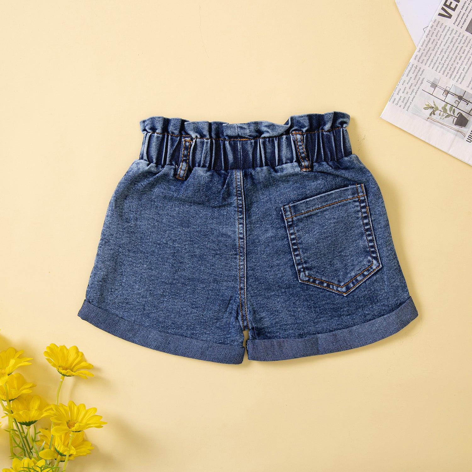 Girls Blue Shoulder Straps Top with Shorts
