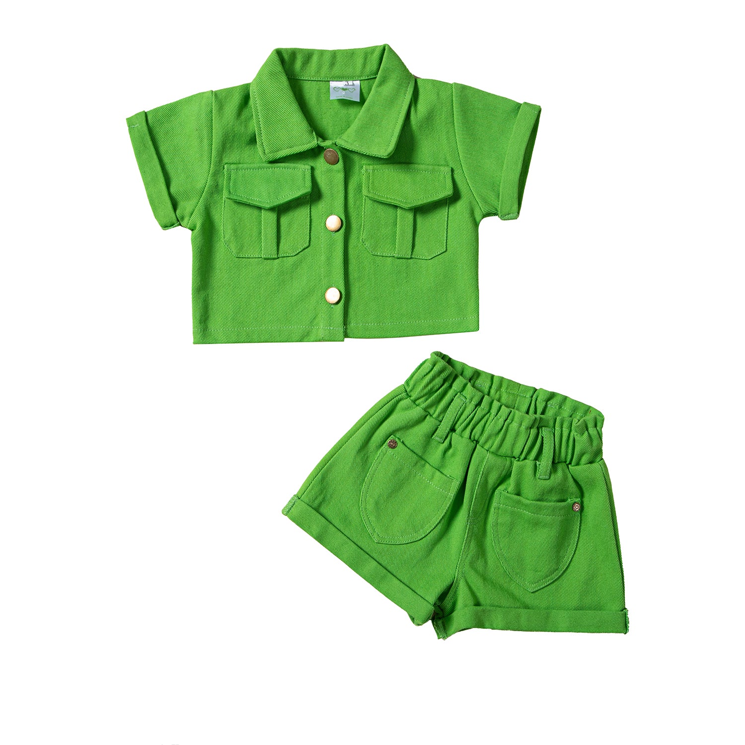 Girls Green Top With Shorts
