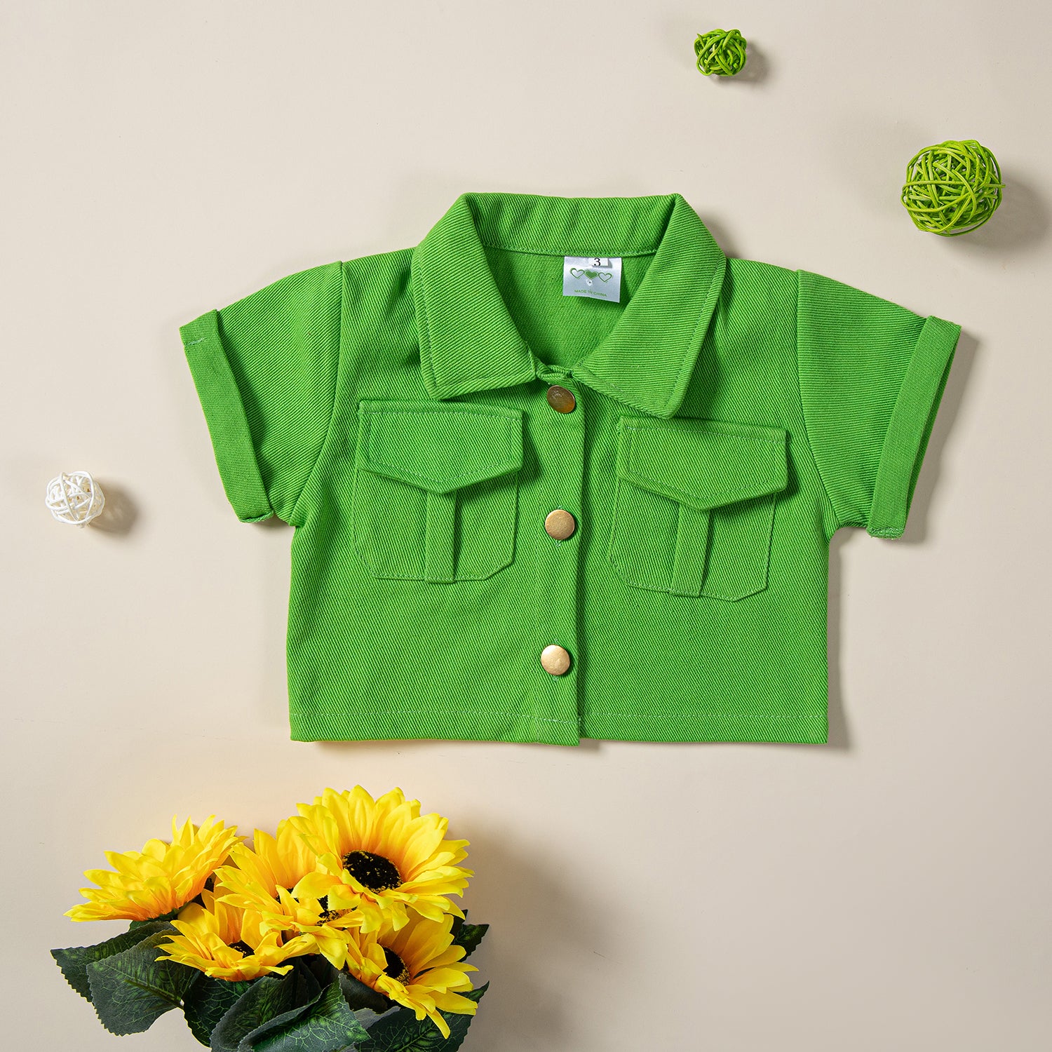 Girls Green Top With Shorts