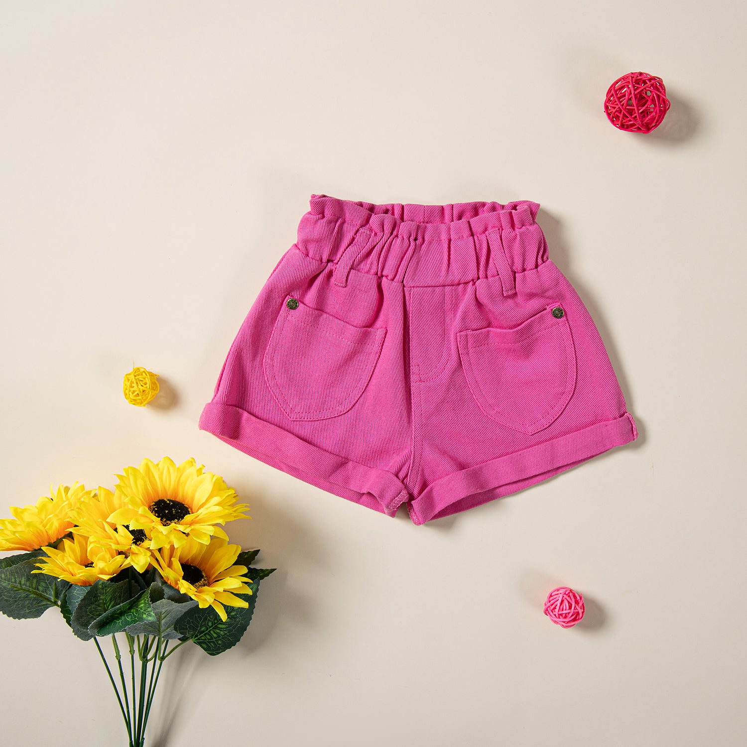 Girls Pink Shirt Collar Jacket with Shorts