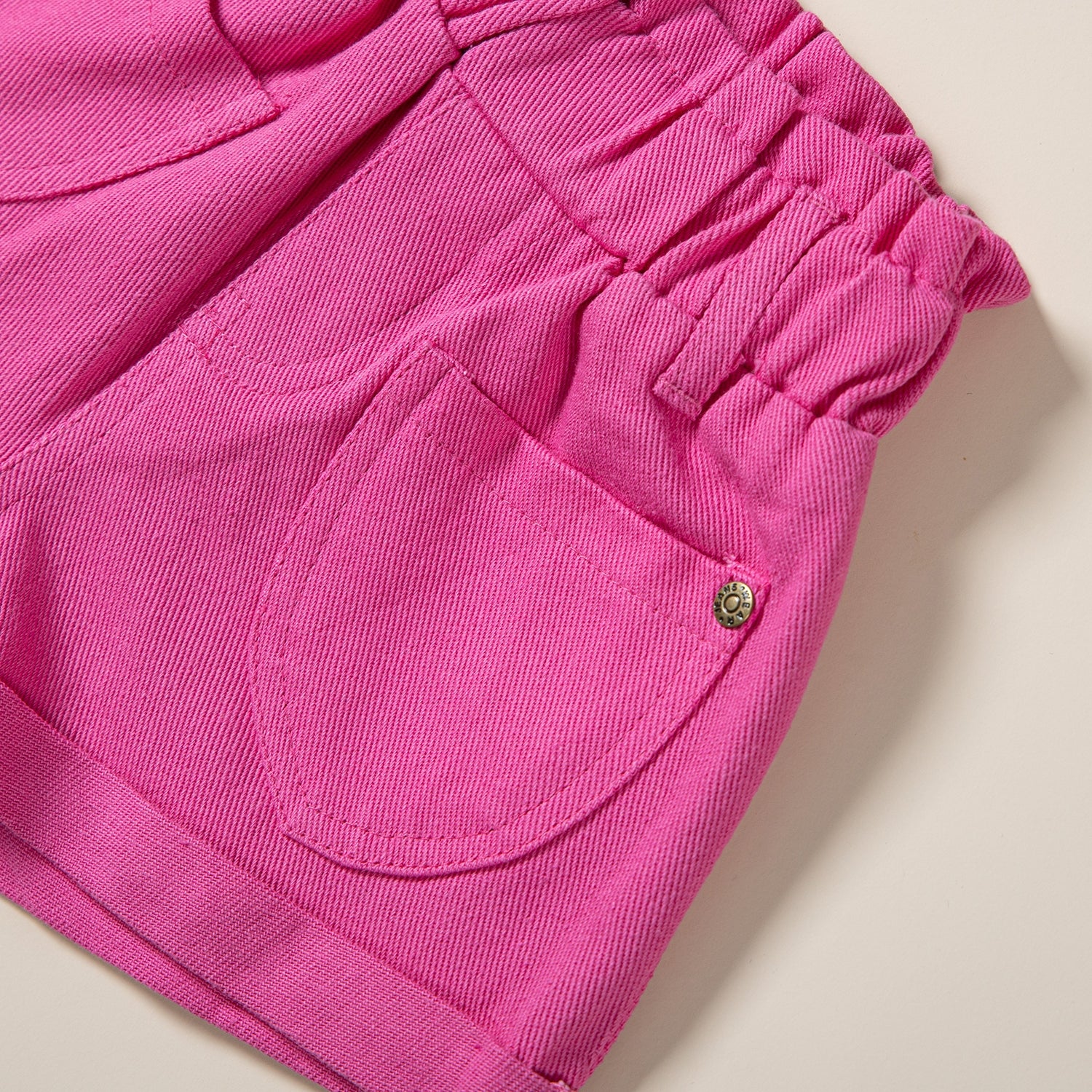 Girls Pink Shirt Collar Jacket with Shorts