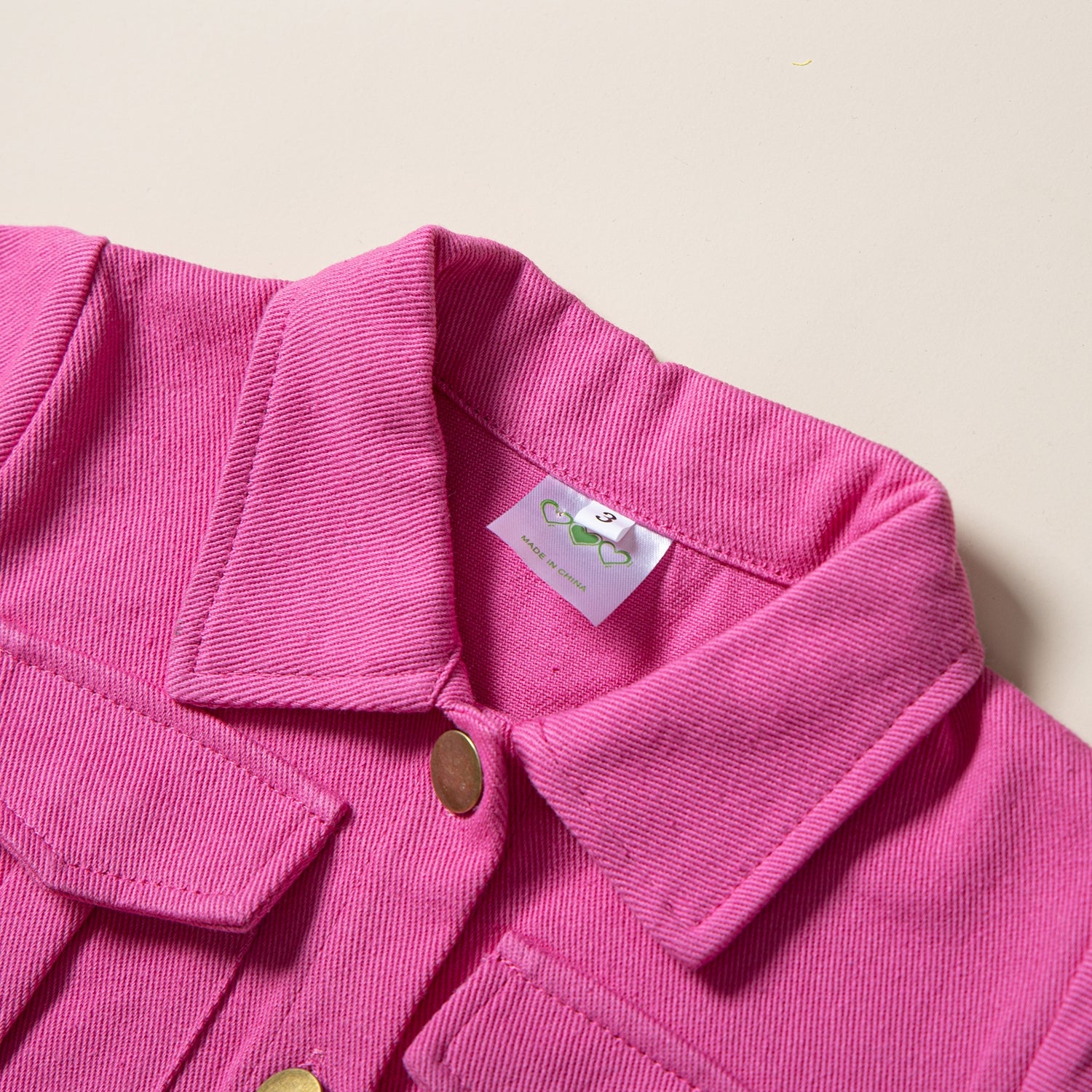 Girls Pink Shirt Collar Jacket with Shorts