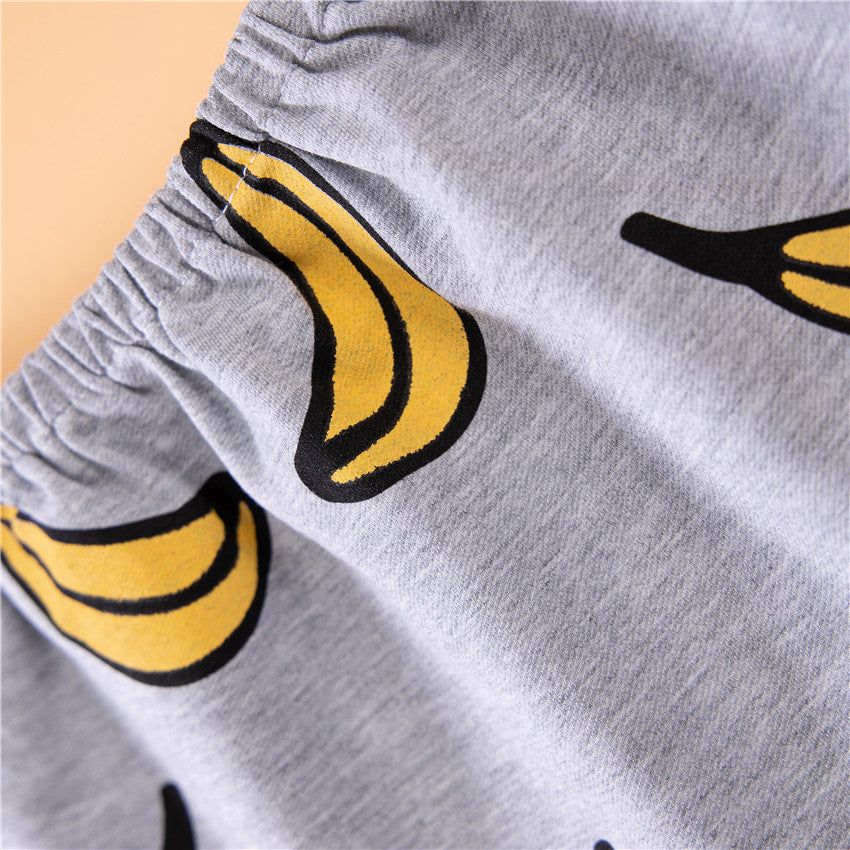 Girls Grey & Yellow Printed Sleeveless Top with Skirt