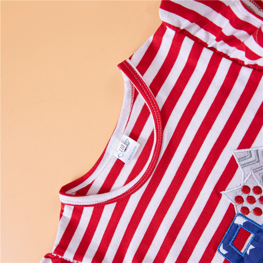 Girls Red Striped Top with Shorts