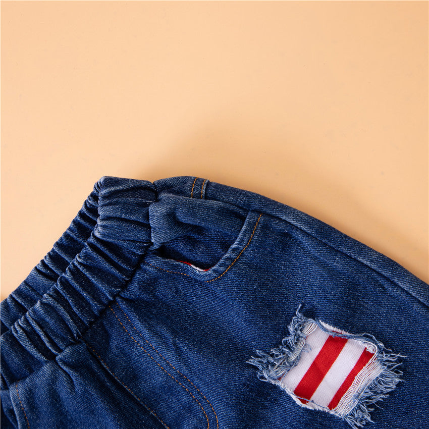 Girls Red Striped Top with Shorts
