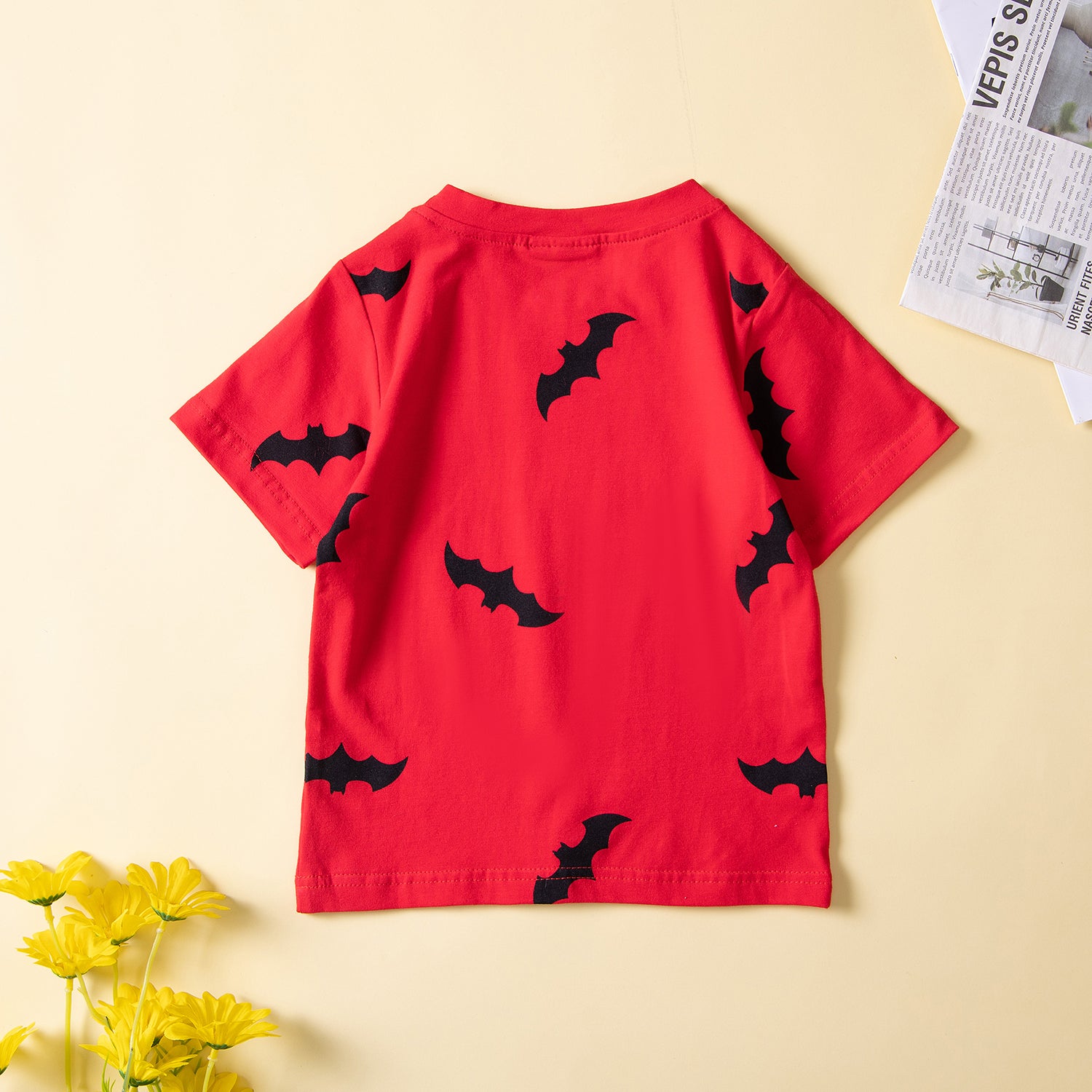 Boys Red Typography Printed T-shirt with Shorts
