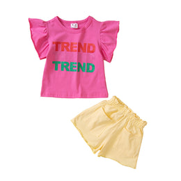 Girls Pink Printed Top with Shorts