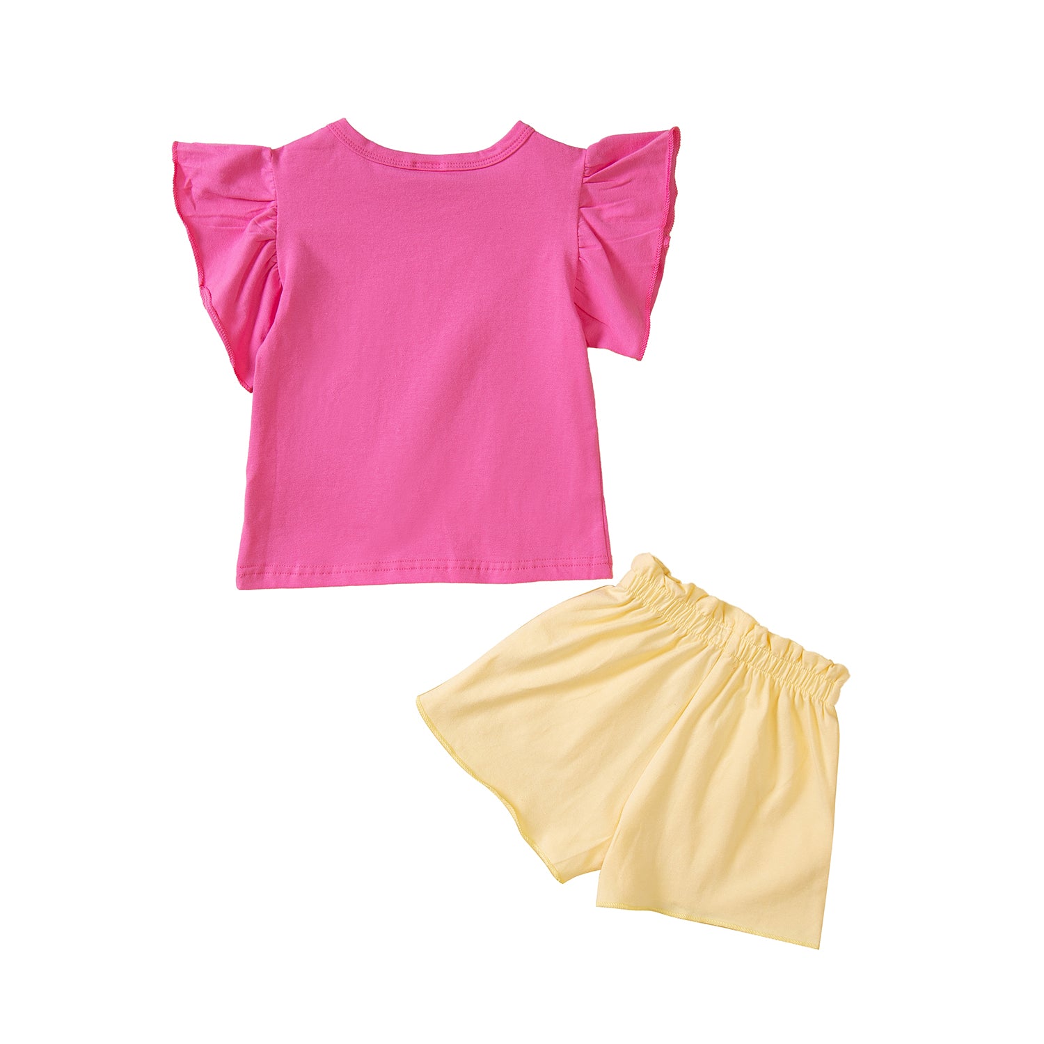 Girls Pink Printed Top with Shorts
