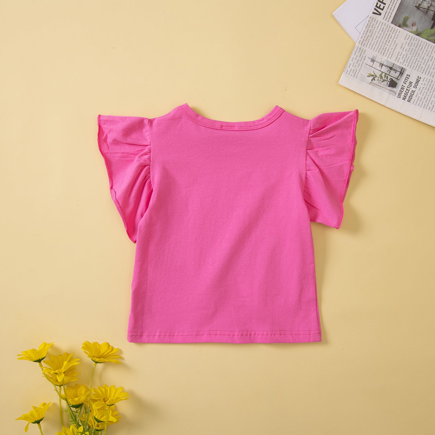 Girls Pink Printed Top with Shorts