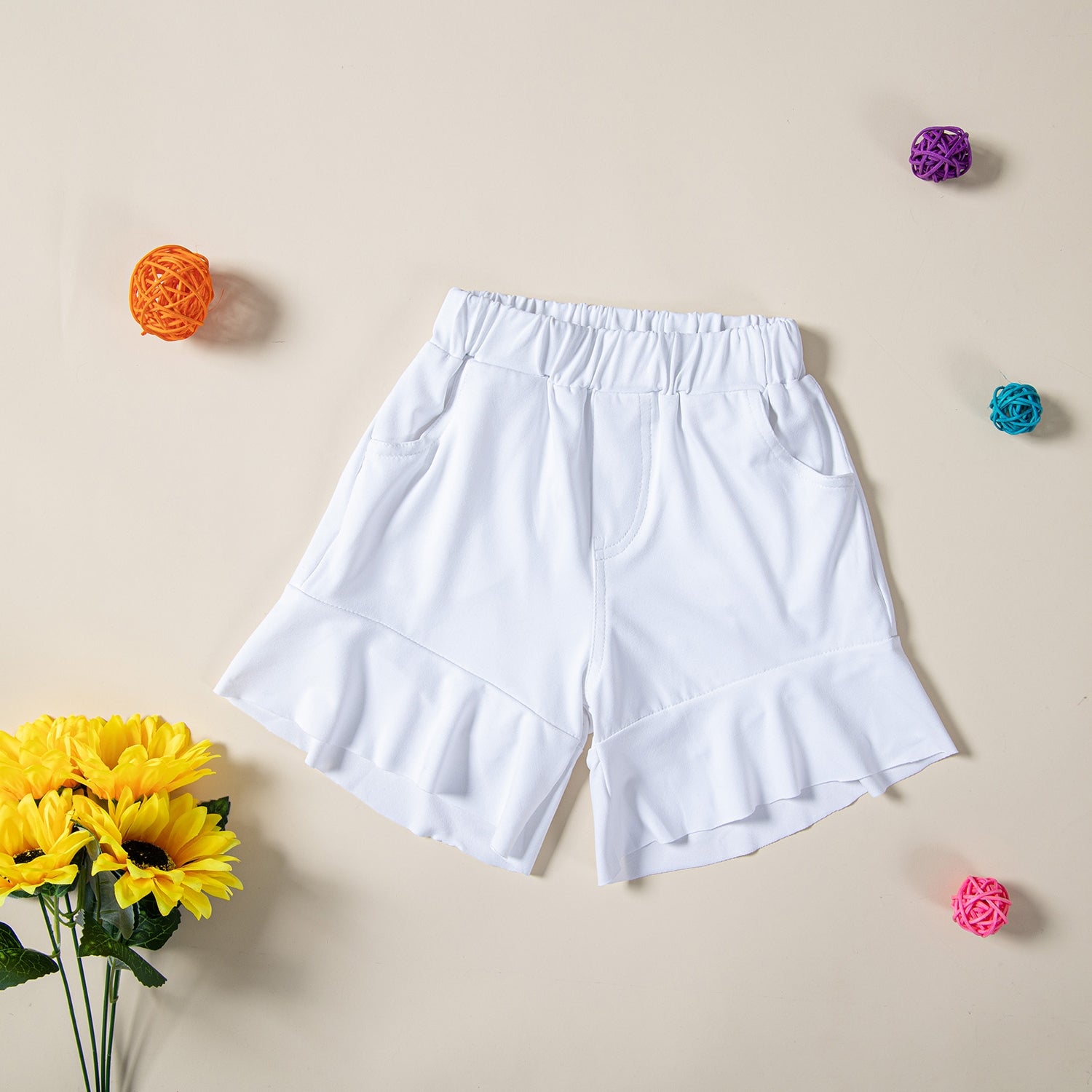 Girls Pink Gathered Top with Shorts