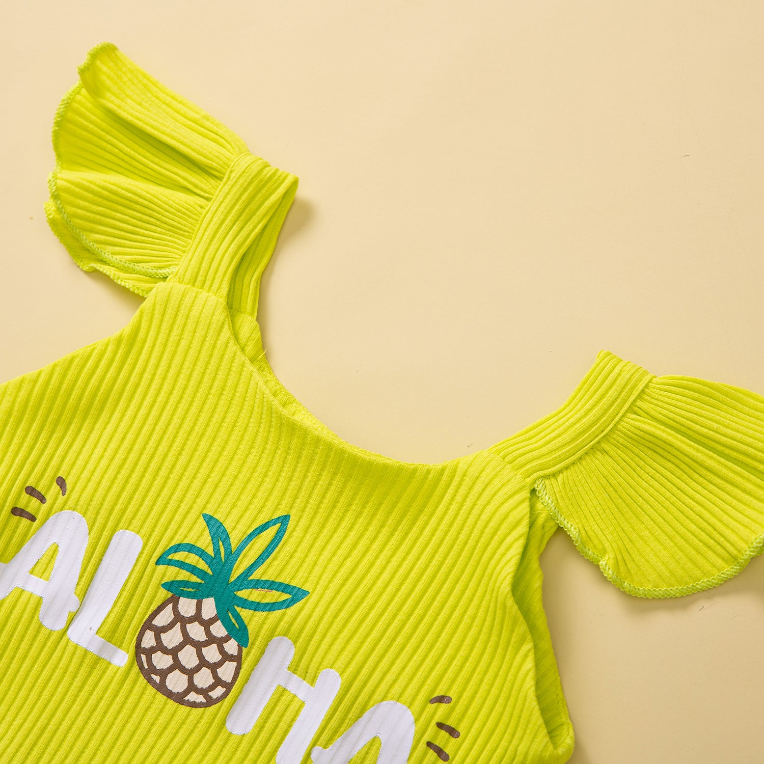 Girls Yellow Printed Top With Shorts