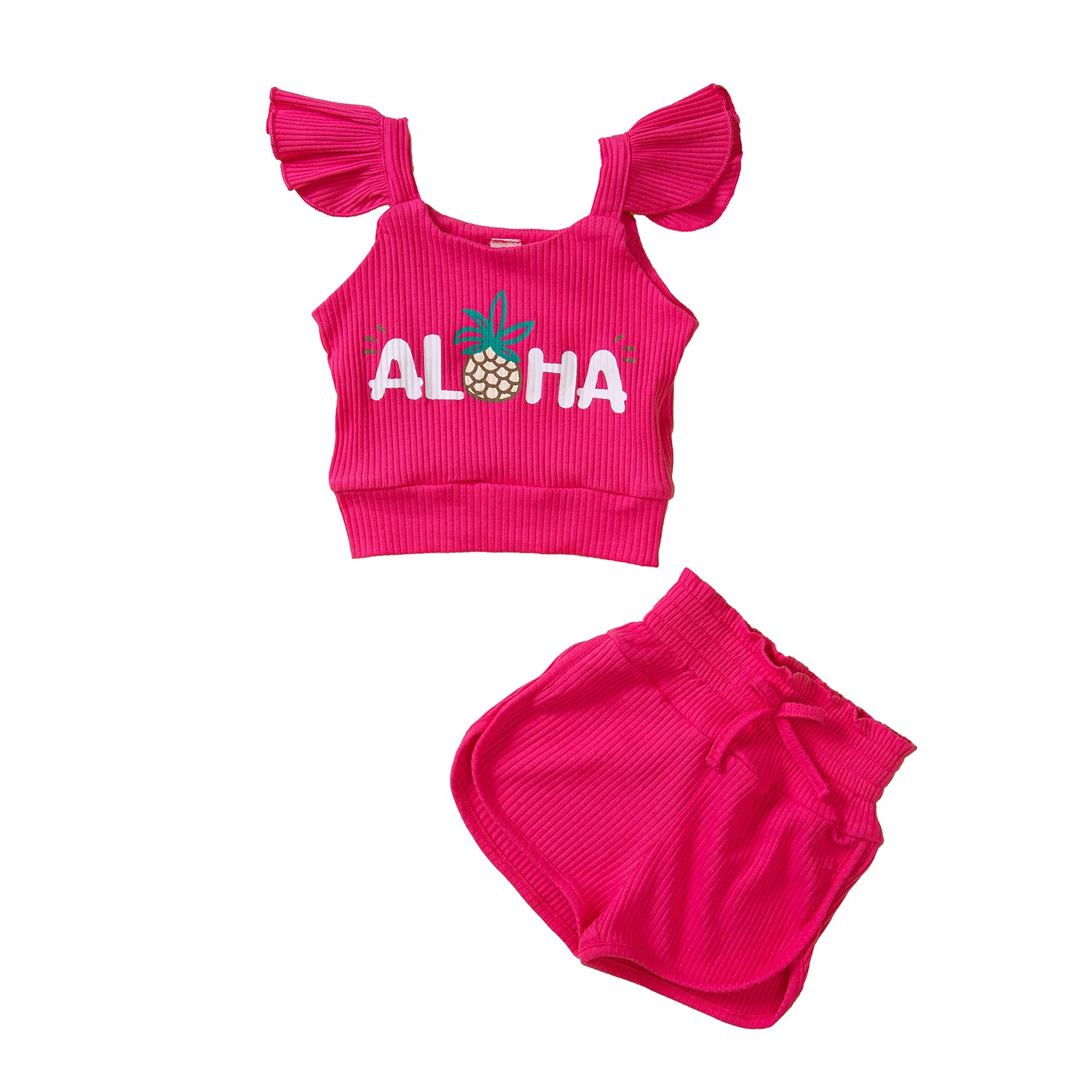 Girls Pink Printed Top With Shorts