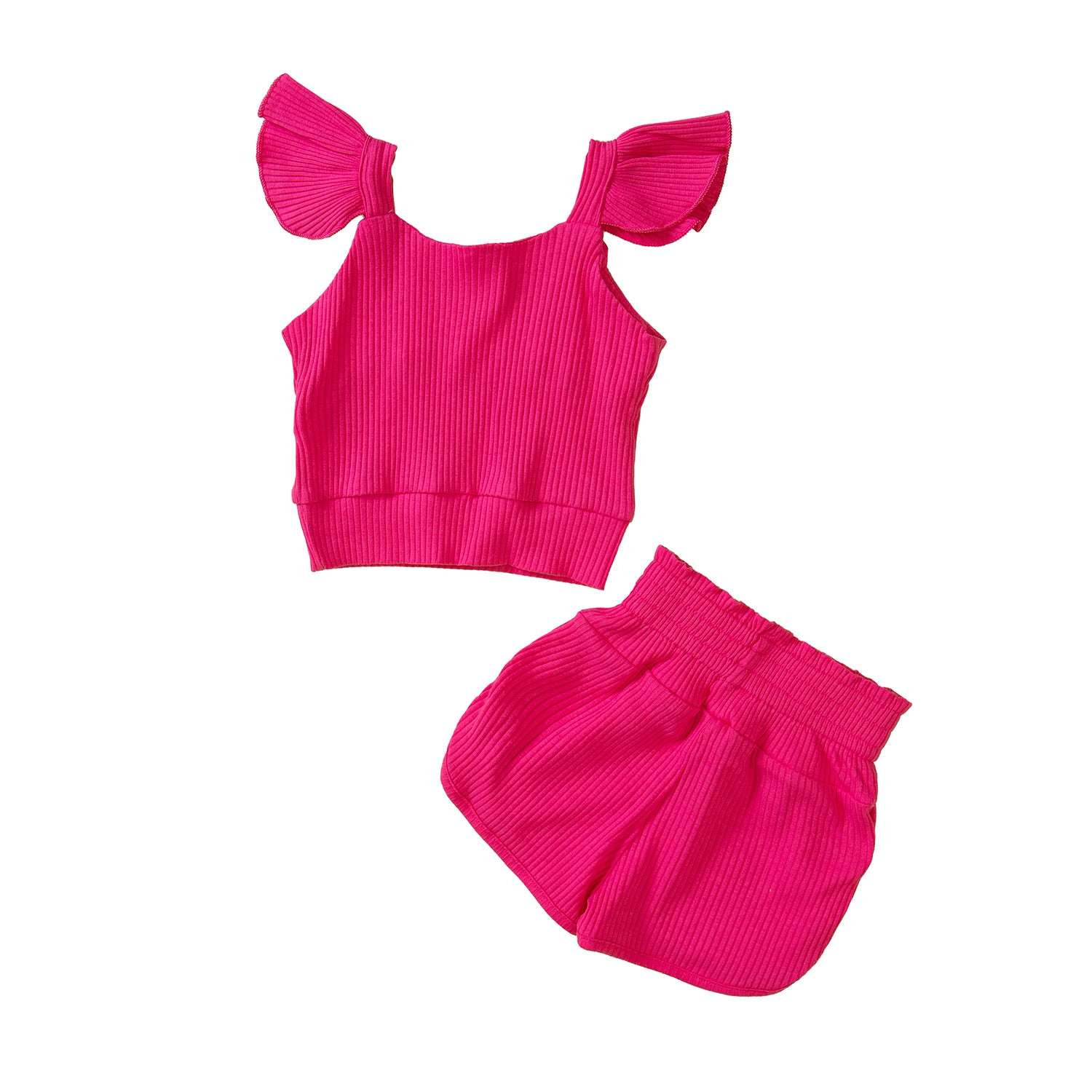 Girls Pink Printed Top With Shorts