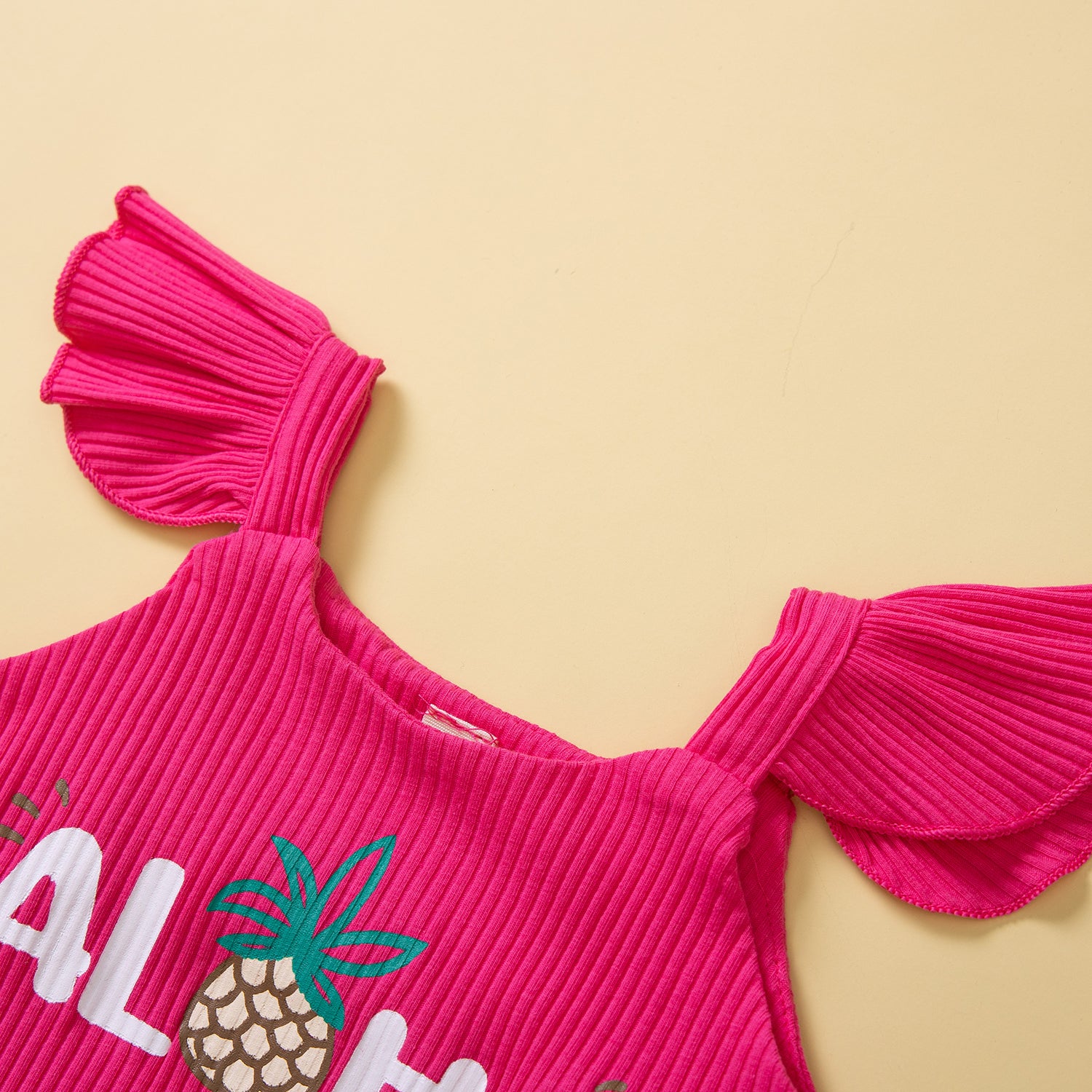 Girls Pink Printed Top With Shorts