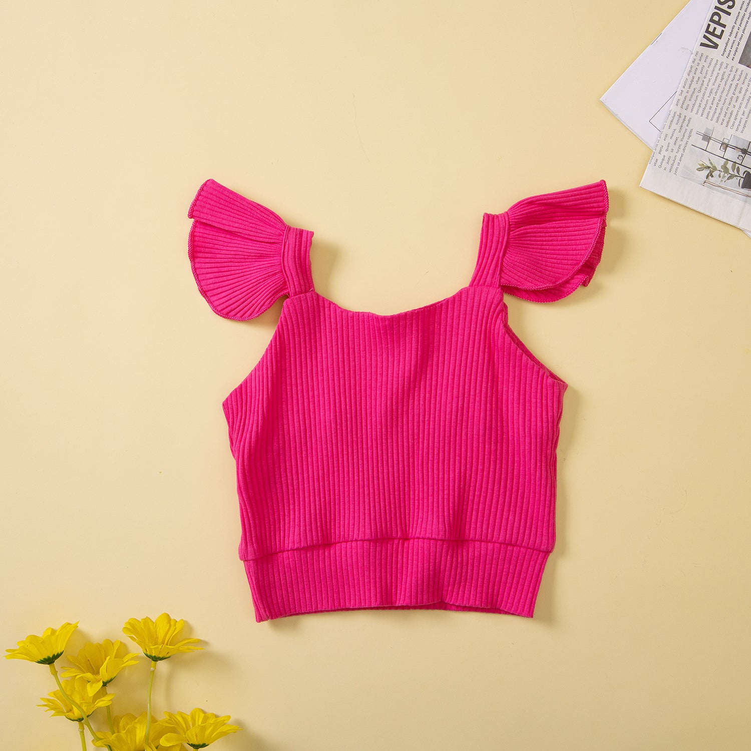 Girls Pink Printed Top With Shorts