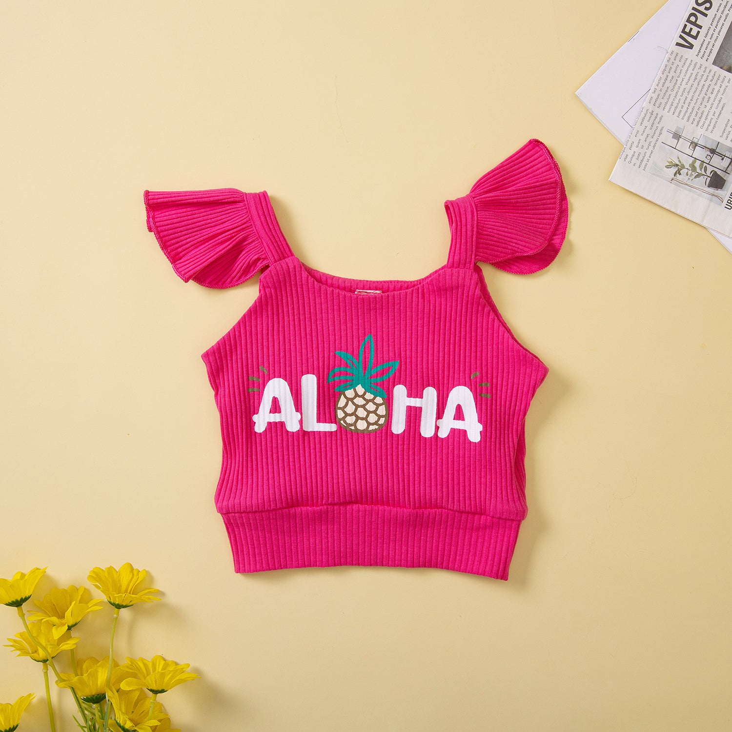Girls Pink Printed Top With Shorts