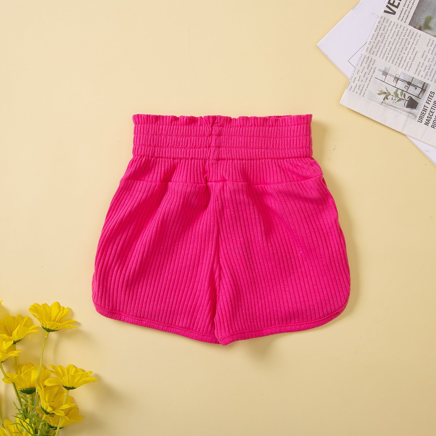 Girls Pink Printed Top With Shorts