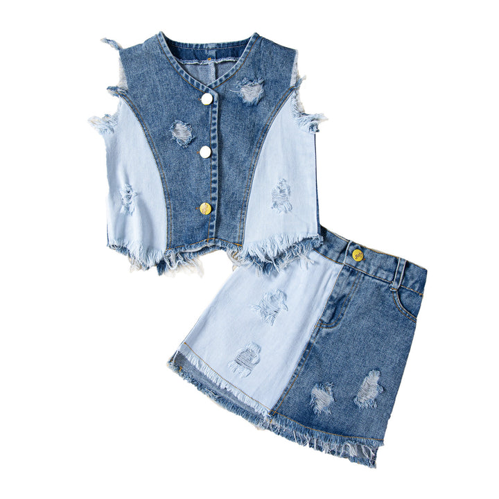 Girls Blue Top With Skirt