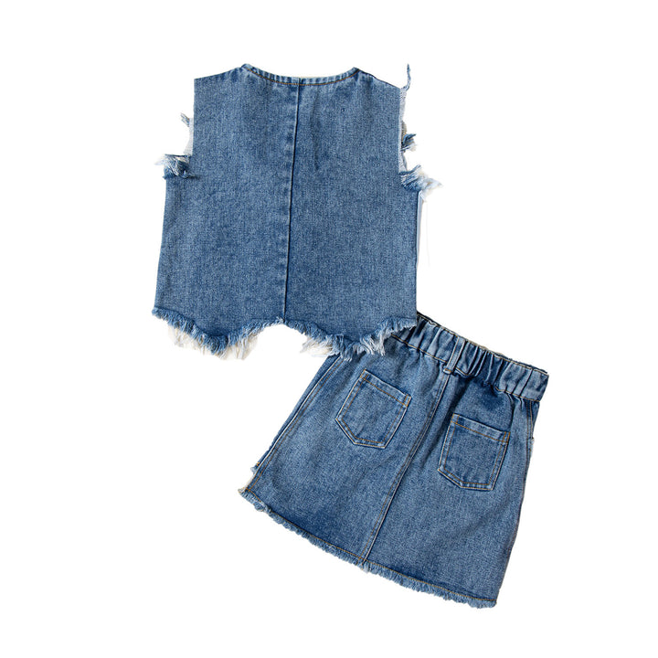 Girls Blue Top With Skirt