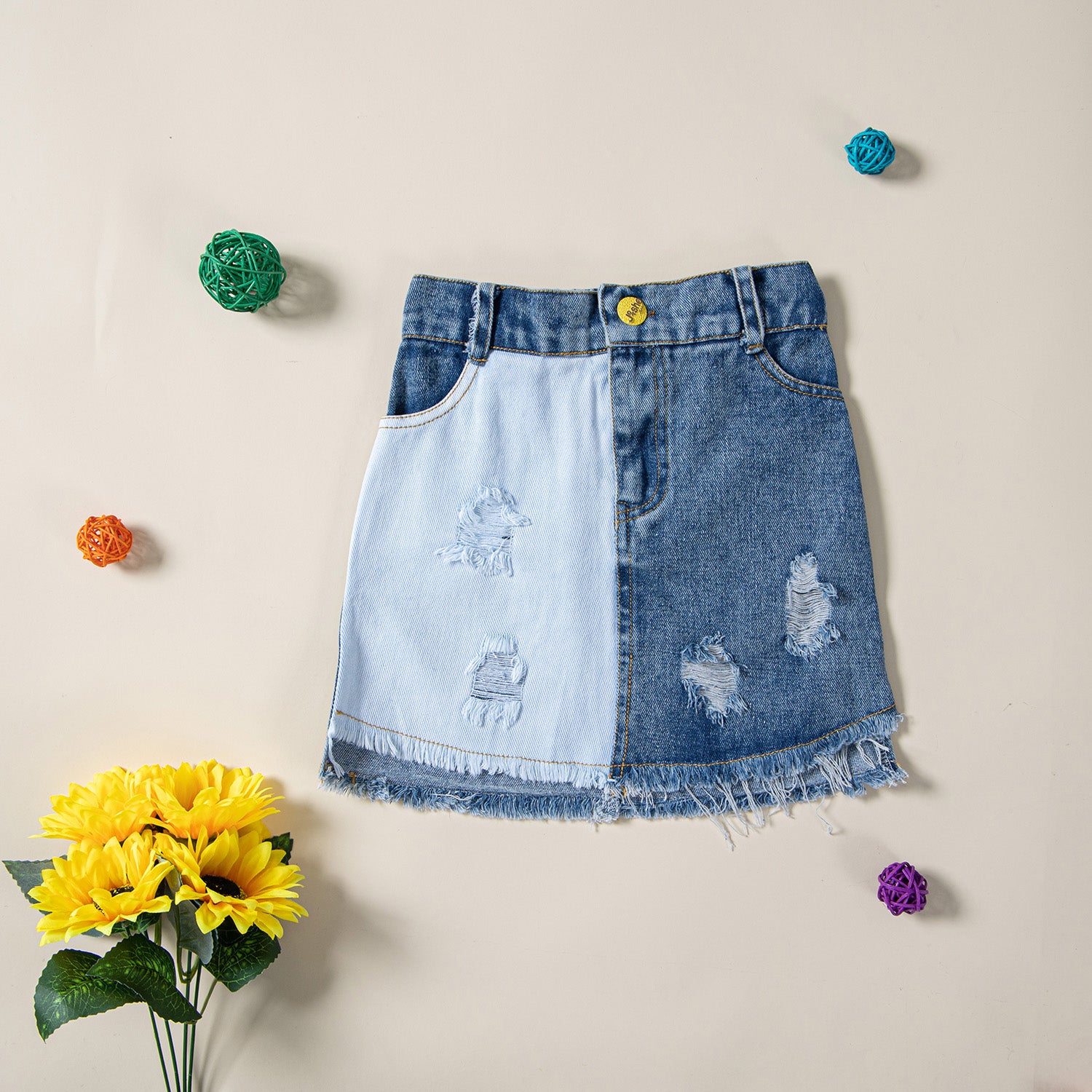 Girls Blue Top With Skirt