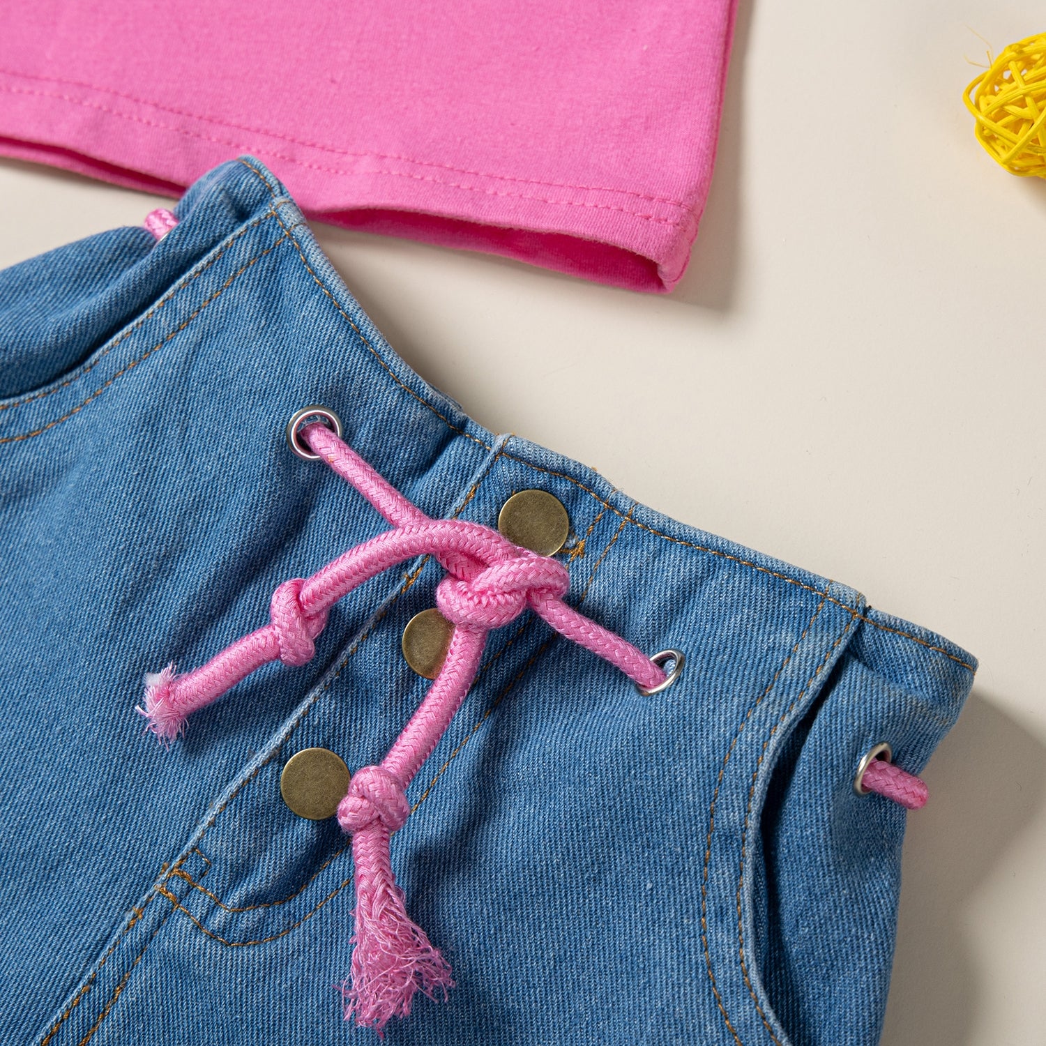 Girls Pink Printed T-shirt with Shorts