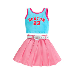 Girls Printed Top with Skirt