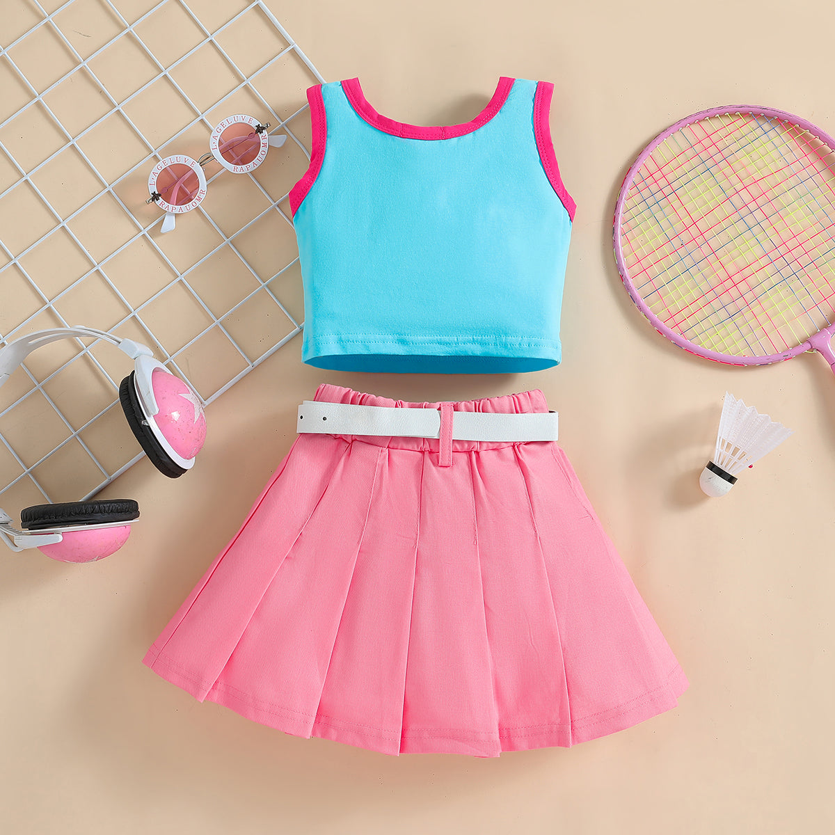 Girls Printed Top with Skirt
