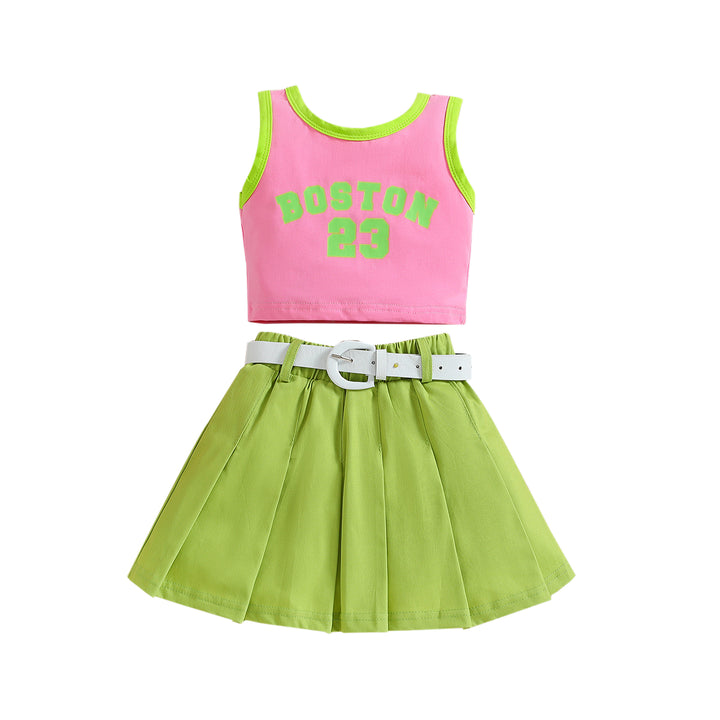 Girls Printed Top with Skirt