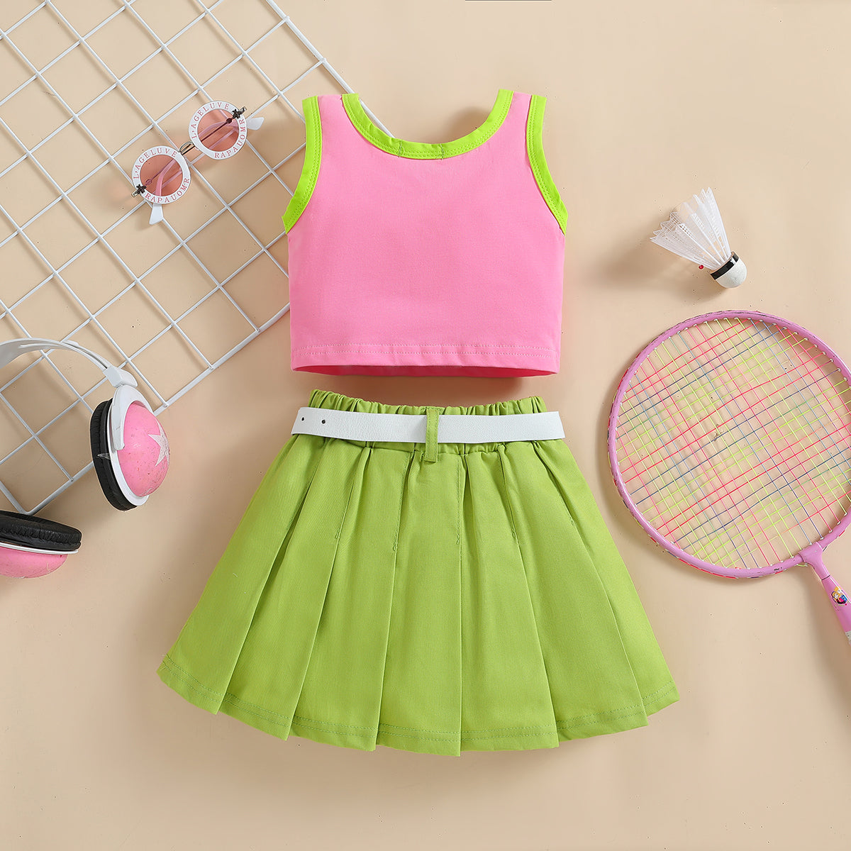 Girls Printed Top with Skirt