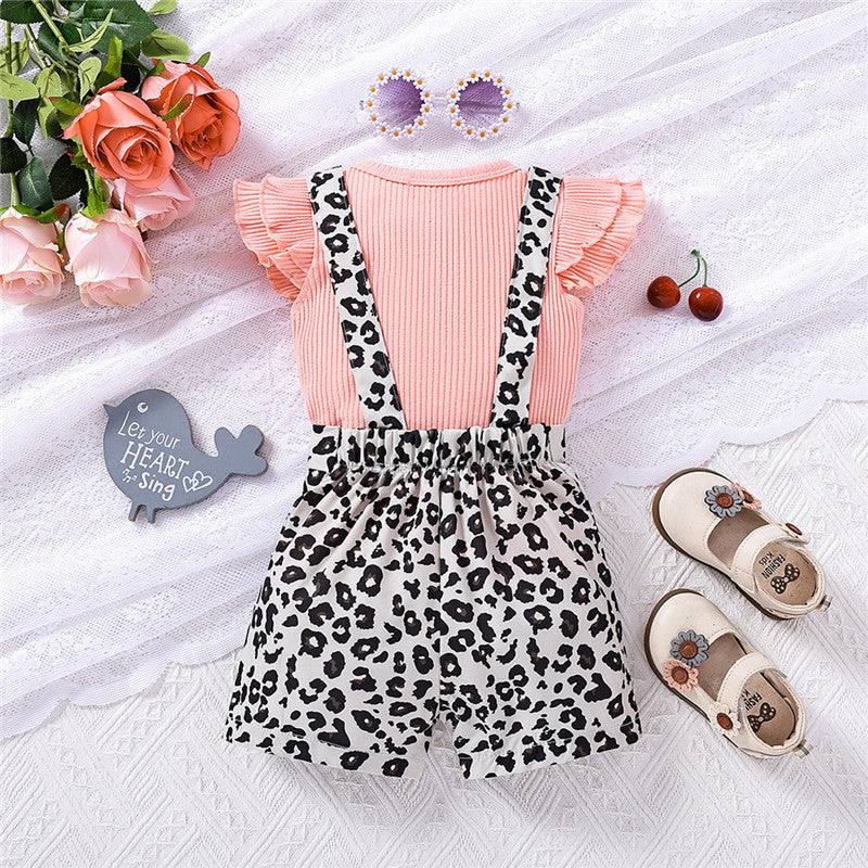 Girls Printed Dungaree With T-shirt
