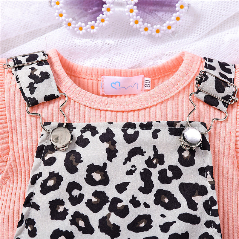 Girls Printed Dungaree With T-shirt